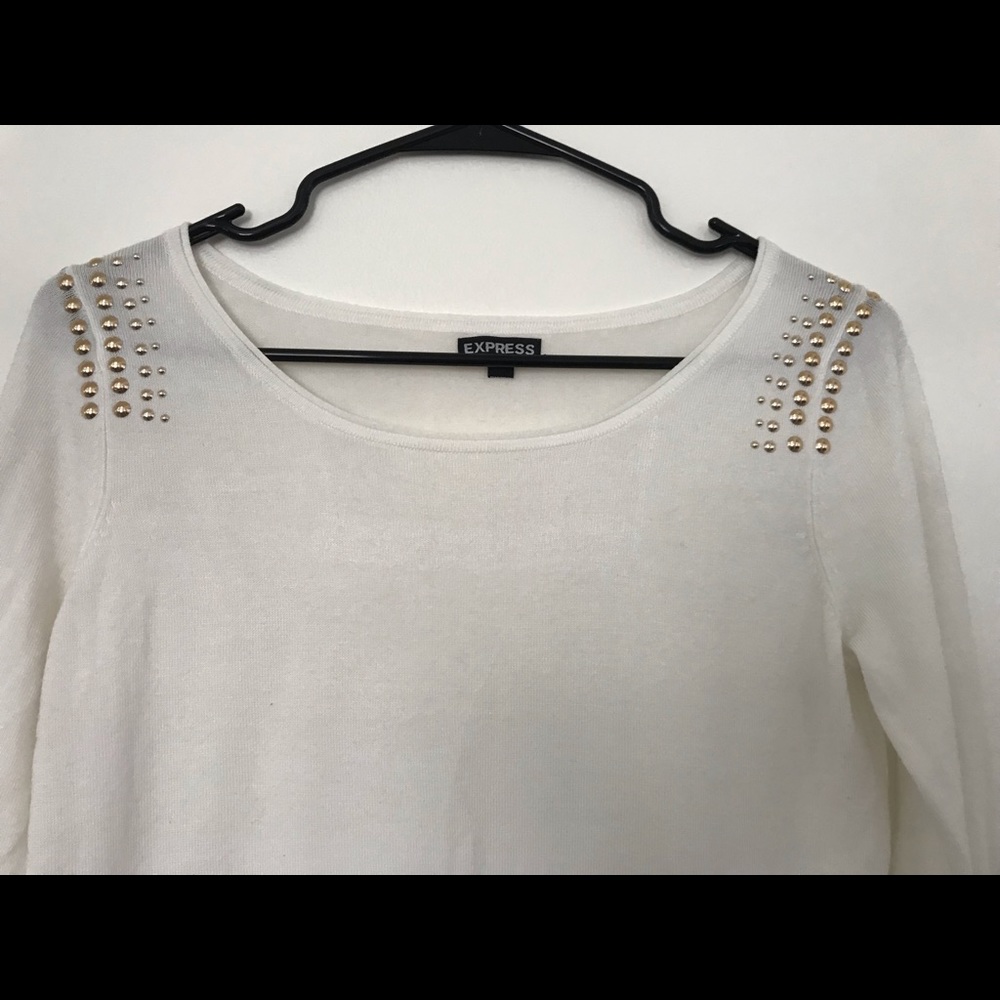 Express White Pullover Fitted Sweater - image 2